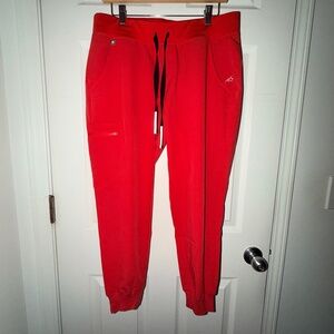Figs Women's Zamora Jogger Scrub Pant in Neon Red